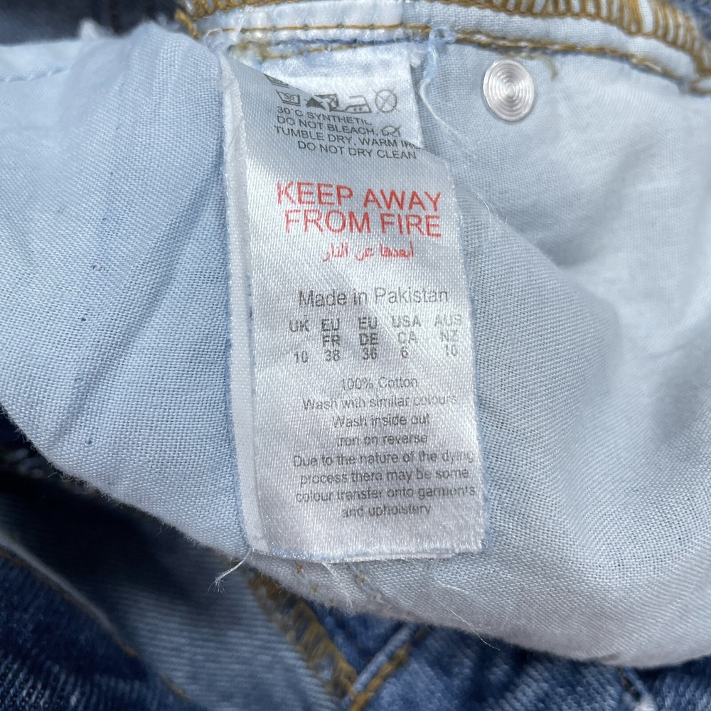 Pretty Little Thing Mom Jeans Women's Size 6 High Waist Ripped Light Wash NEW - Picture 8 of 12